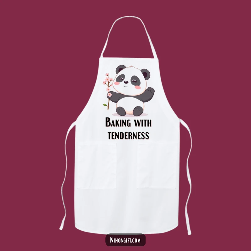 Funny Panda Apron: Shy Offering, Cherry Blossom Gift, Perfect Kitchen Funny Gift