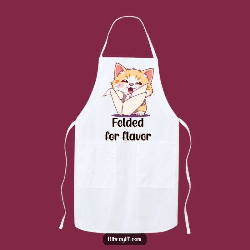 Funny Cat Origami Apron: Cook with Lucky Charm