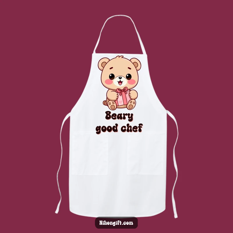 Funny Kawaii Bear Apron: Cute Kitchen Wear, Perfect Gift for Cooks