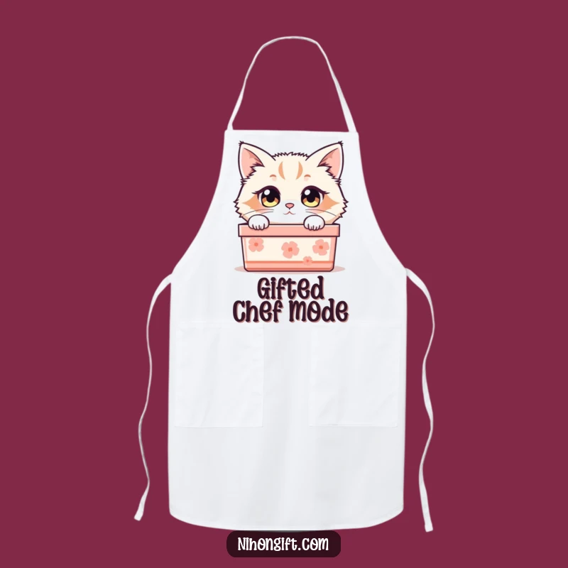 Funny Cat Gift Box Apron: Cook with Curious Charm