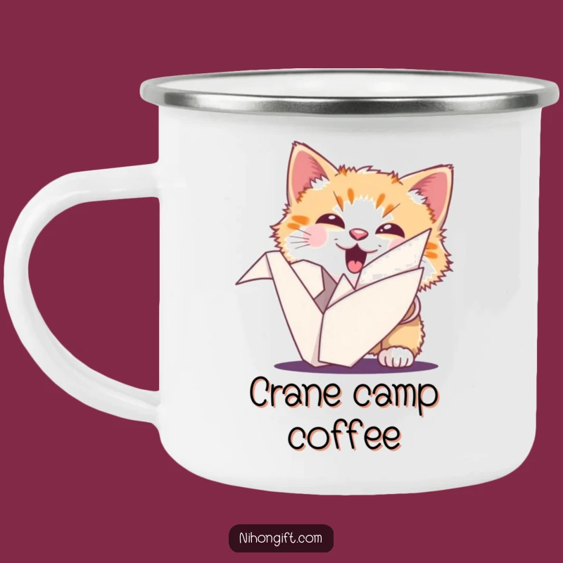 Funny Cat Origami Camping Mug: Lucky Adventures