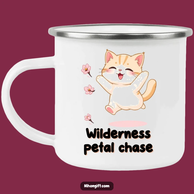 Funny Fluffy Cat Cherry Blossom Camping Mug, Durable Joyful Outdoor Gift