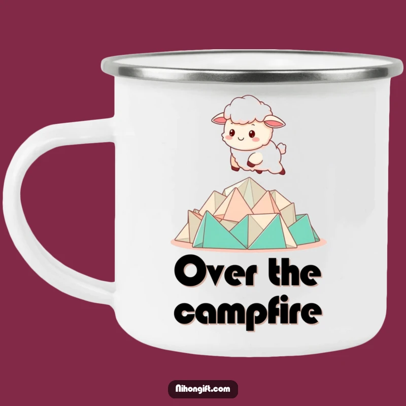 Funny Kawaii Sheep Origami Camping Mug: Adventure with Creative Whimsy!