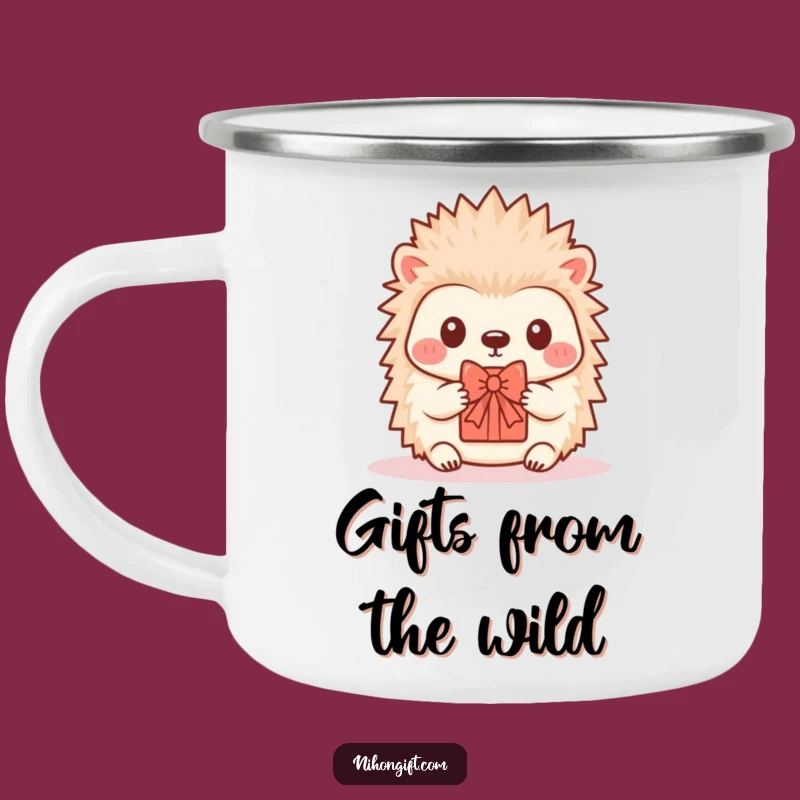 Funny Hedgehog Camping Mug - Kawaii Critter Offers Tiny Gift