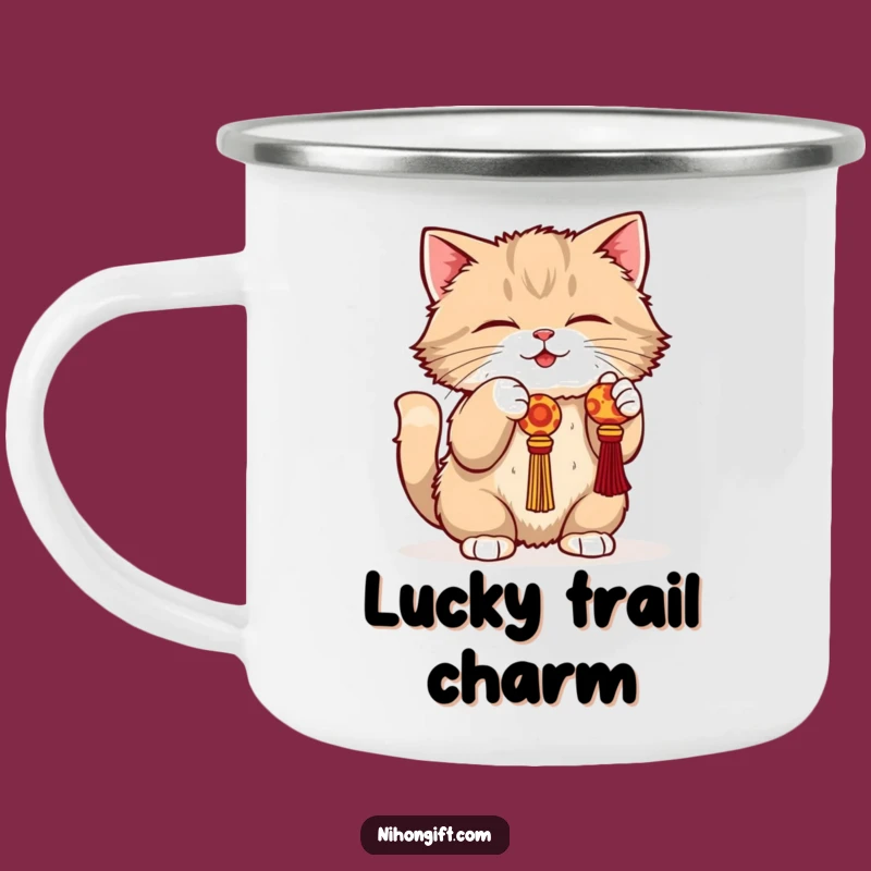 Funny Cat Lucky Charm Camping Mug: Playful Adventures