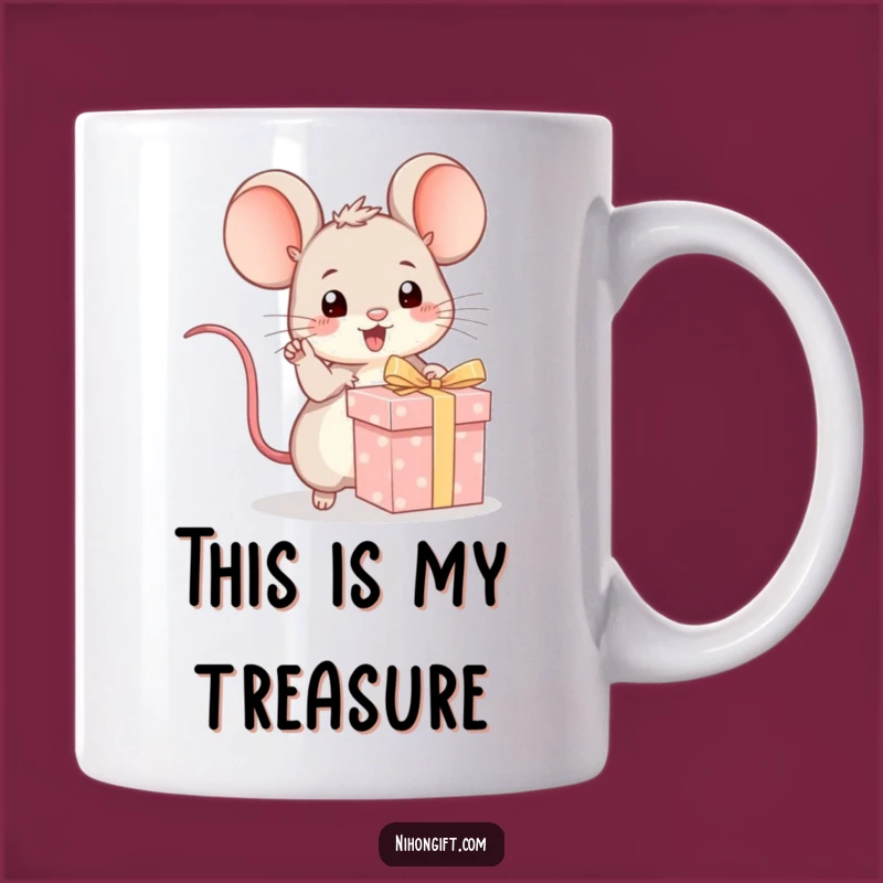 Funny Kawaii Mouse Gift Pointer Mug - Hilarious Present Excitement