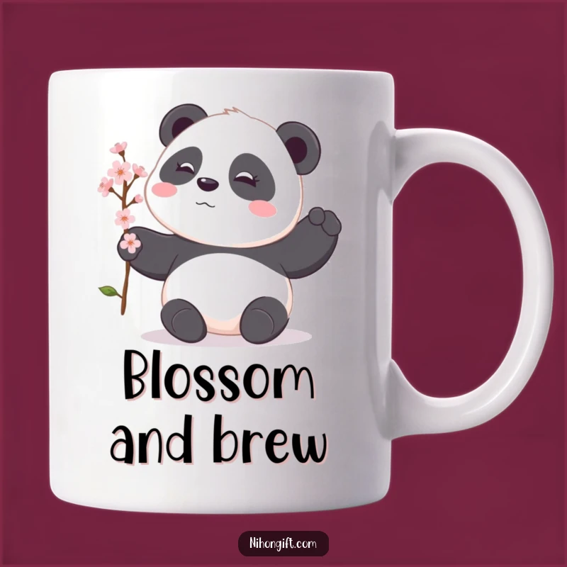 Funny Panda Mug: Shy Offering, Cherry Blossom Gift, Perfect Funny Gift
