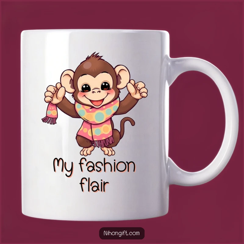 Funny Monkey Scarf Gift Mug: Playful Primate's Joyful Present for Scarf Lovers