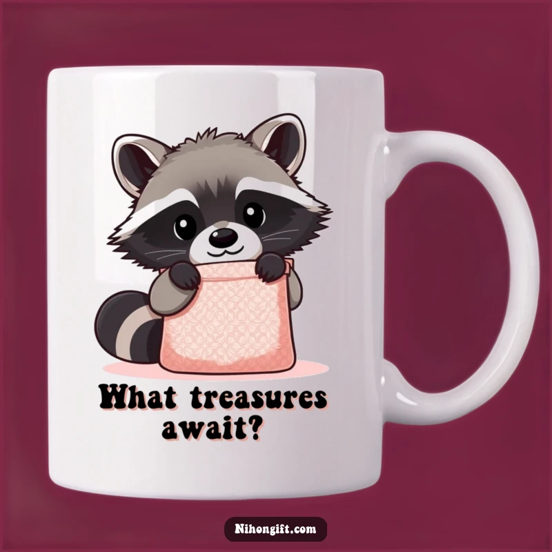 Funny Kawaii Raccoon Mug: Curious Critter with Gift Bag, Perfect Gift