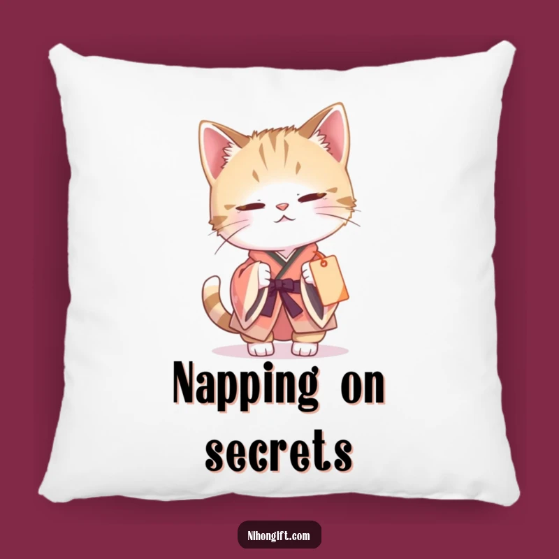 Funny Cat Kimono Pillow: Curious Batting, Gift Tag Fun, Perfect Cozy Funny Gift