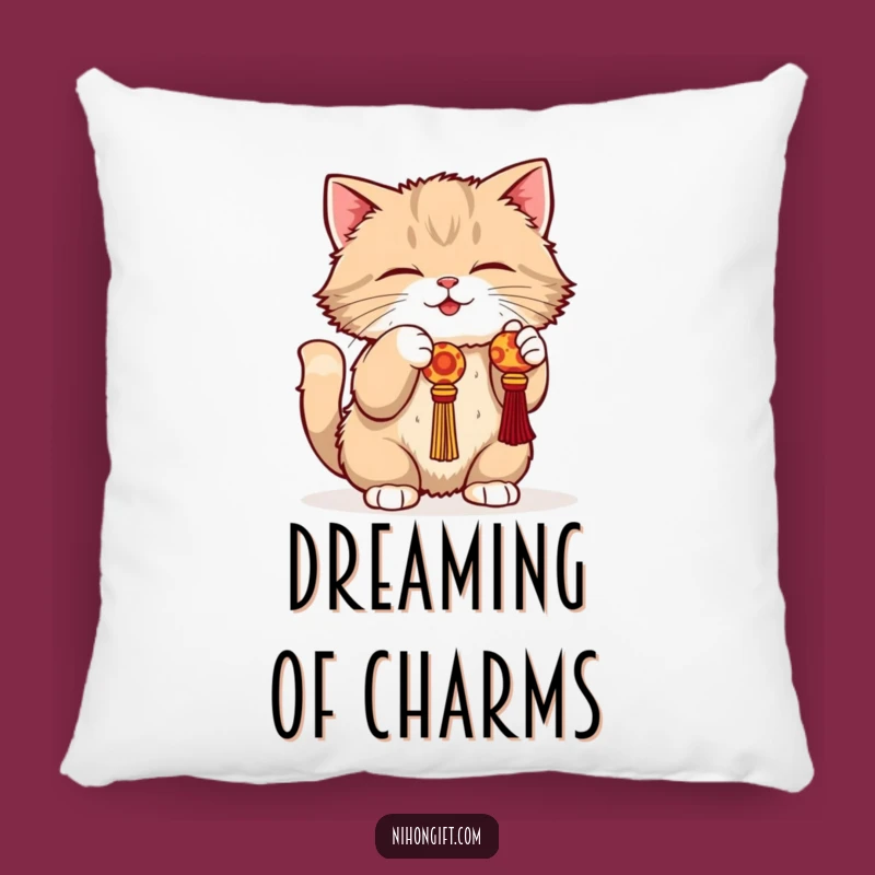 Funny Cat Lucky Charm Pillow: Cozy Play for Your Couch