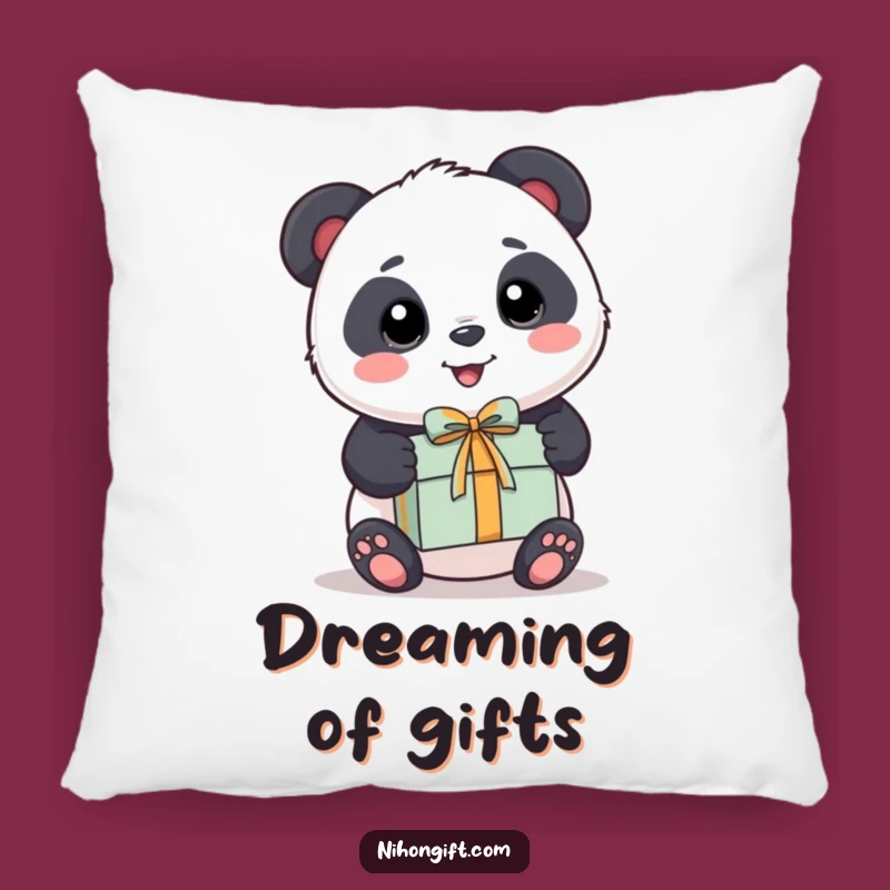 Funny Panda Pillow - Kawaii Bear Happily Presents a Gift Box