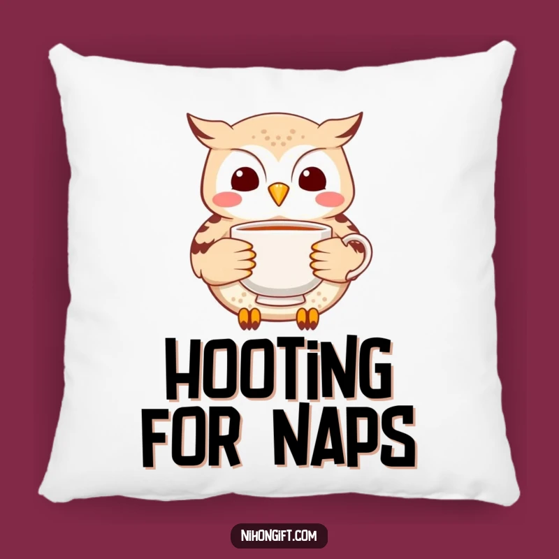 Funny Owl Tea Pillow: Cozy Delivery Comfort - Humorous Home Decor Gift