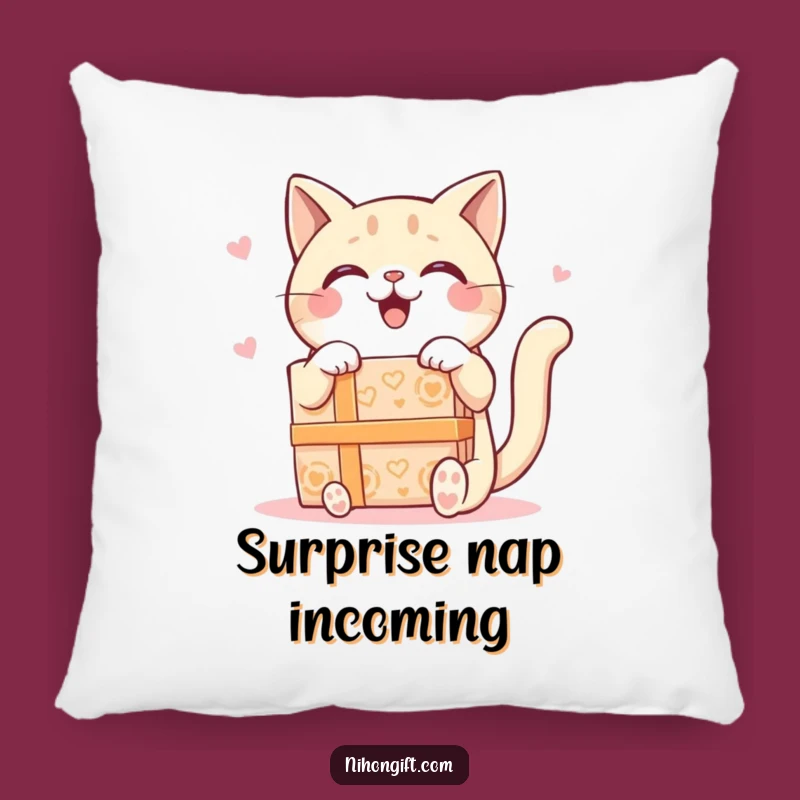 Funny Kawaii Cat Pillow: Cuddly Kitty Comfort, Adorable Gift Decor