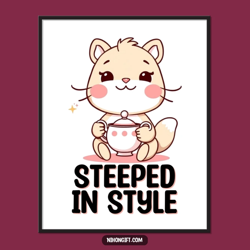 Funny Animal Tea Digital Art: Instant Elegant Art for Download