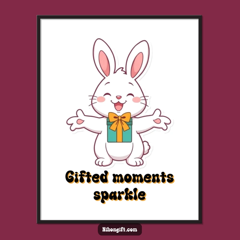 Funny Cheerful Bunny Gift Digital Art: Instant Joyful Humor for Your Space