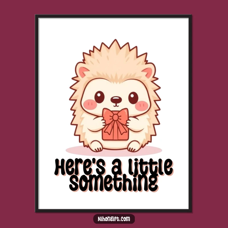 Funny Hedgehog Digital Art - Kawaii Critter Offers Tiny Gift