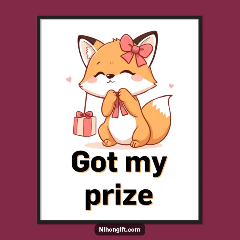 Funny Kawaii Fox Digital Art: Instant Download, Cute Decor Gift