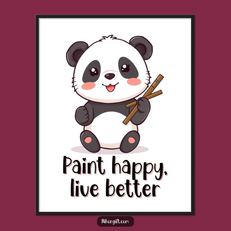 Funny Kawaii Panda Art Digital Print: Instant Artistic Happiness for Your Walls!