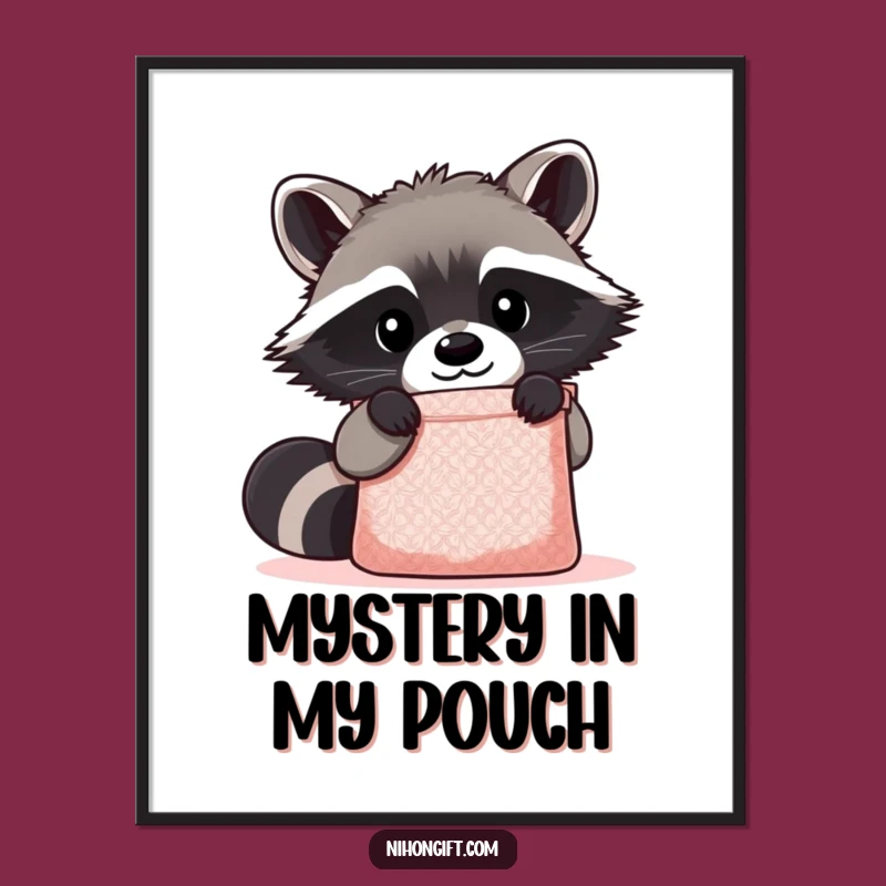 Funny Kawaii Raccoon Digital Art: Instant Download, Cute Decor Gift