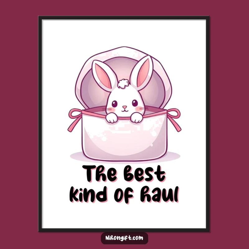 Funny Rabbit Digital Art: Peek-a-Boo Surprise from Gift Bag, Instant Decor