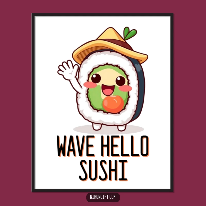 Funny Sushi Roll Digital Art for Instant Japanese Foodie Decor