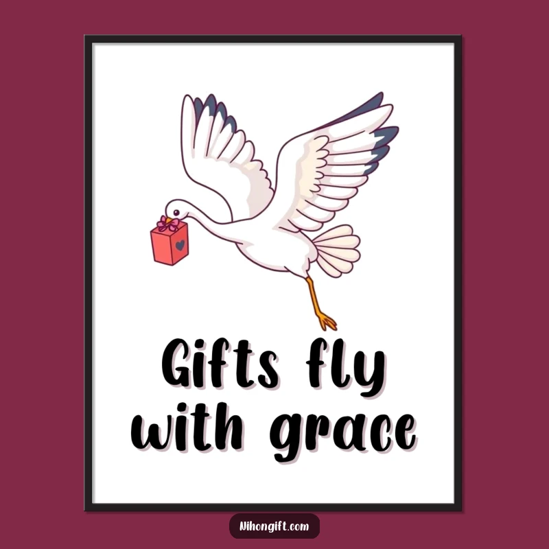 Funny Kawaii Crane Gift Digital Art: Instant Elegance for Your Walls!
