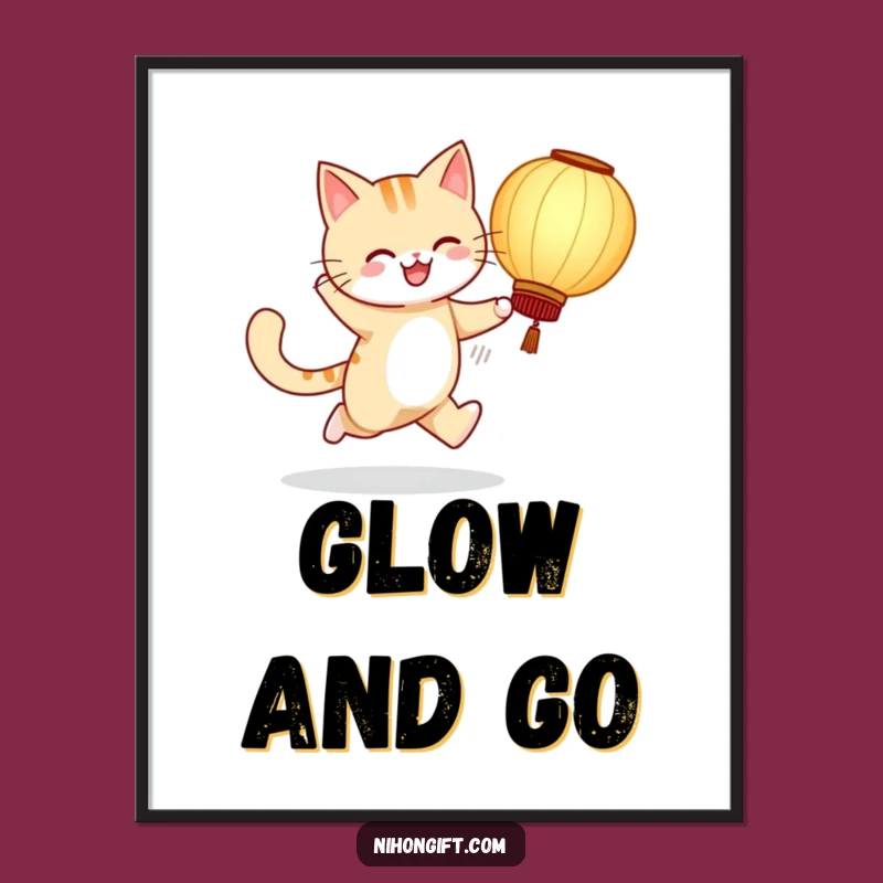 Playful Cat Lantern Digital Art Print: Funny Decor for Cheerful Spaces