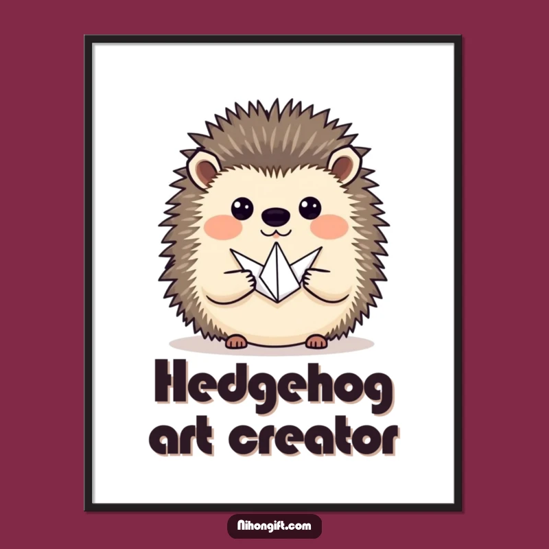 Funny Hedgehog Crane Digital Art: Artistic Wall Decor & Instant Gift