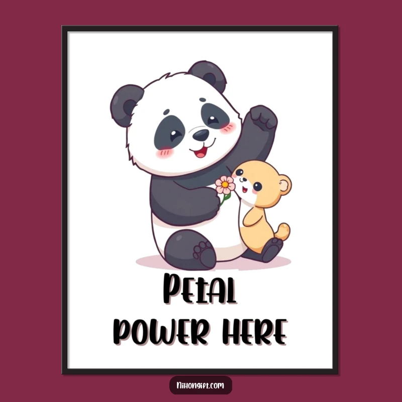 Joyful Panda Bloom Digital Art Print: Funny Decor for a Kind Vibe