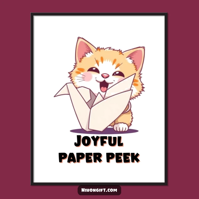 Funny Cat Origami Digital Art: Instant Lucky Kitty Download