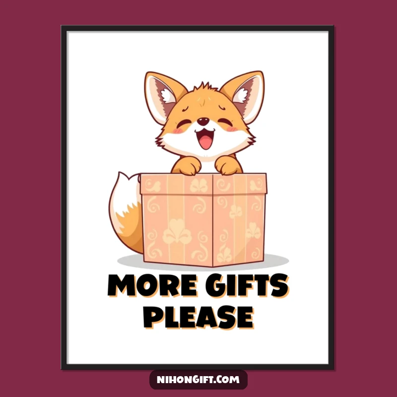 Funny Fox Puppy Gift Digital Art - Adorable Decor, Instant Download Gift