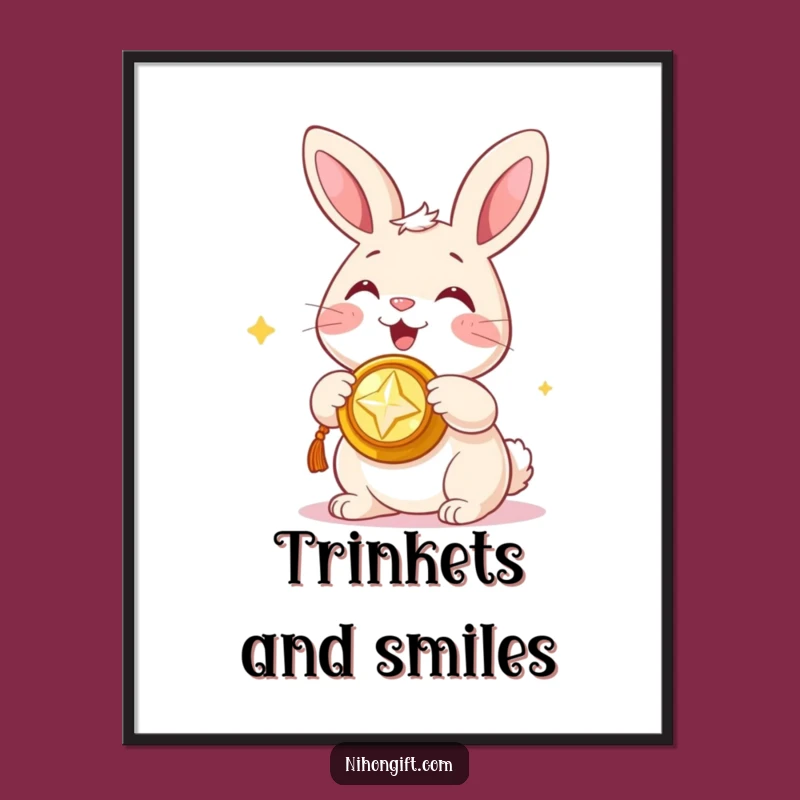 Lucky Bunny Trinket Digital Art Print: Funny Decor for Happy Spaces