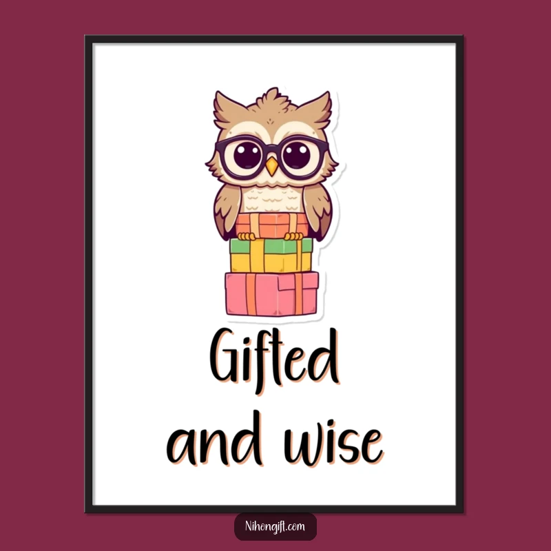 Wise Owl Digital Art: Instant Scholarly Gift Decor