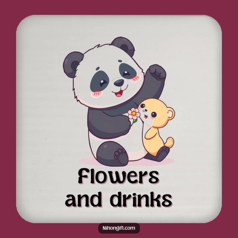 Panda Bloom Protector Funny Drink Coaster: Guard Your Table with Humor