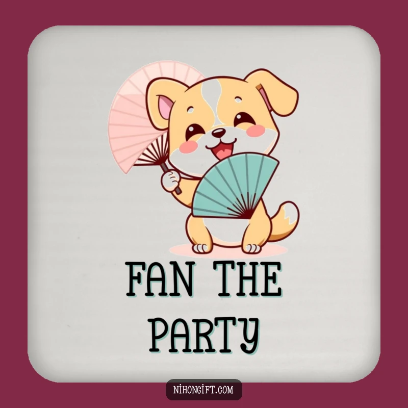 Funny Dog Fan Coaster: Joyful Japanese Protection - Humorous Pet Drink Gift