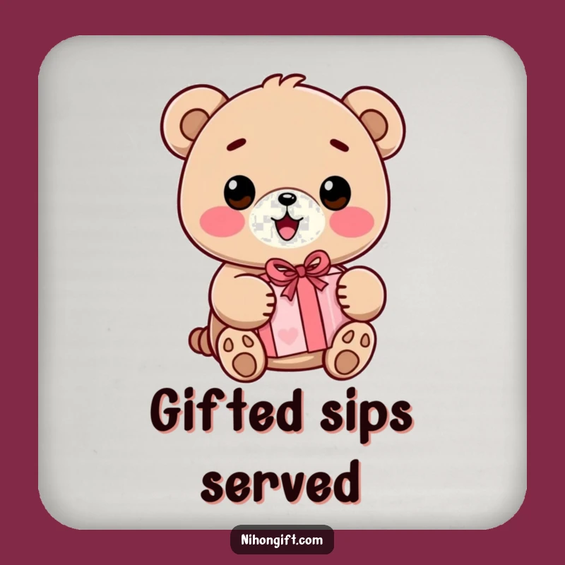 Funny Kawaii Bear Coasters: Protect Surfaces with Cute Bear Art, Gift Set