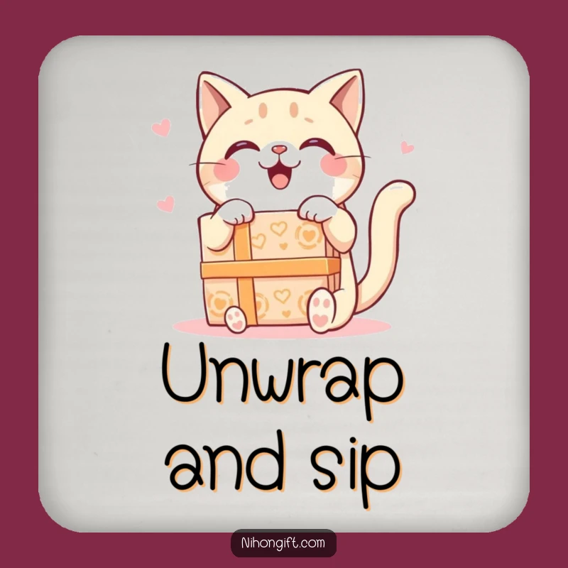 Funny Kawaii Cat Coasters: Protect Surfaces with Cute Cat Art, Gift Set