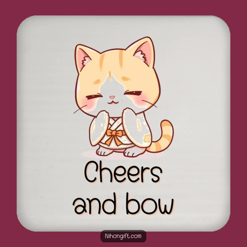 Funny Kawaii Cat Kimono Coasters: Protect Surfaces with Polite Charm