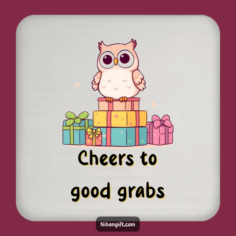 Funny Kawaii Owl Drink Coaster Set: Protect Surfaces with Adorable Humor