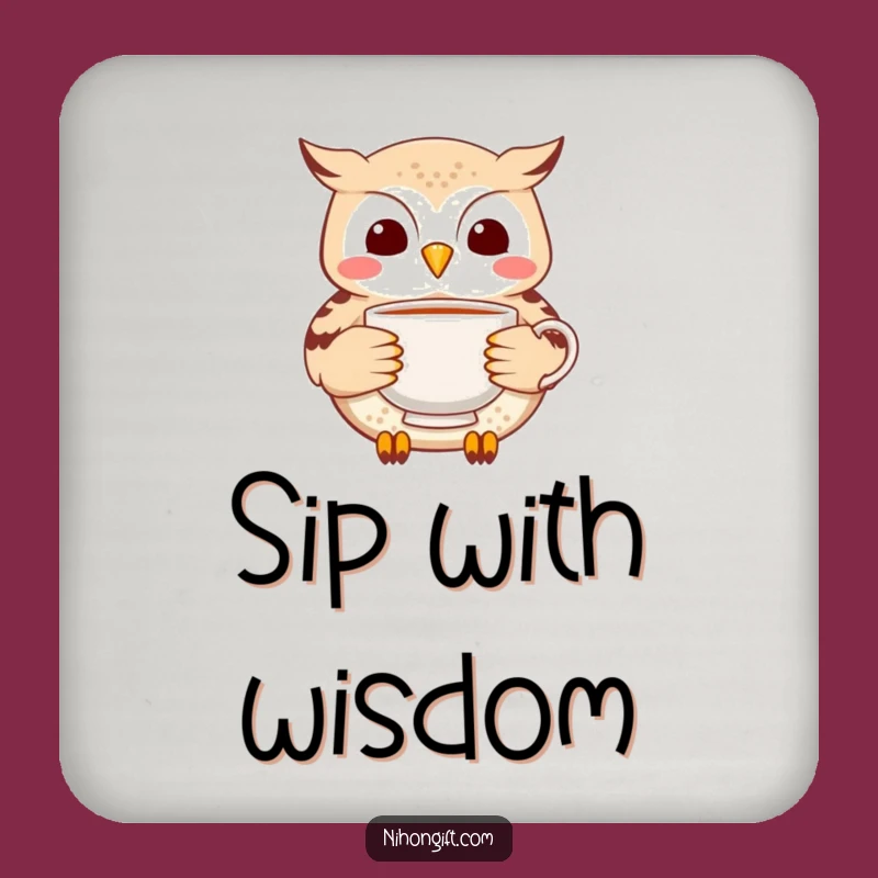 Funny Owl Tea Coaster: Cheerful Delivery Protection - Humorous Drink Gift