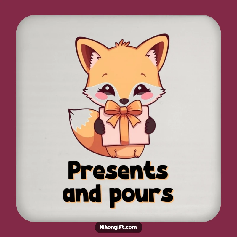 Cute Fox Gift Funny Drink Coaster: Protect Surfaces with Humorous Style