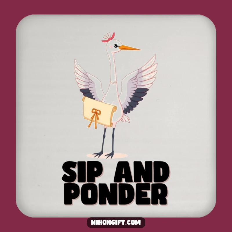 Elegant Crane Scroll Coasters: Protect Surfaces with Artistic Beauty