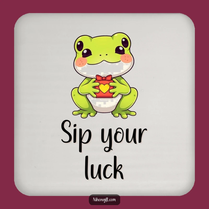 Funny Kawaii Frog Lucky Charm Coaster - Protect Surfaces With Luck