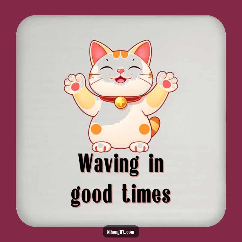 Funny Lucky Cat Drink Coaster: Multi-Paw Wave Protection, a Quirky Decor Gift