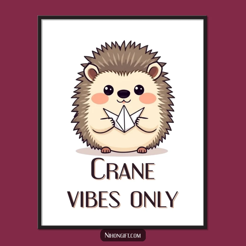 Funny Hedgehog Crane Poster: Artistic Wall Art & Whimsical Gift Idea