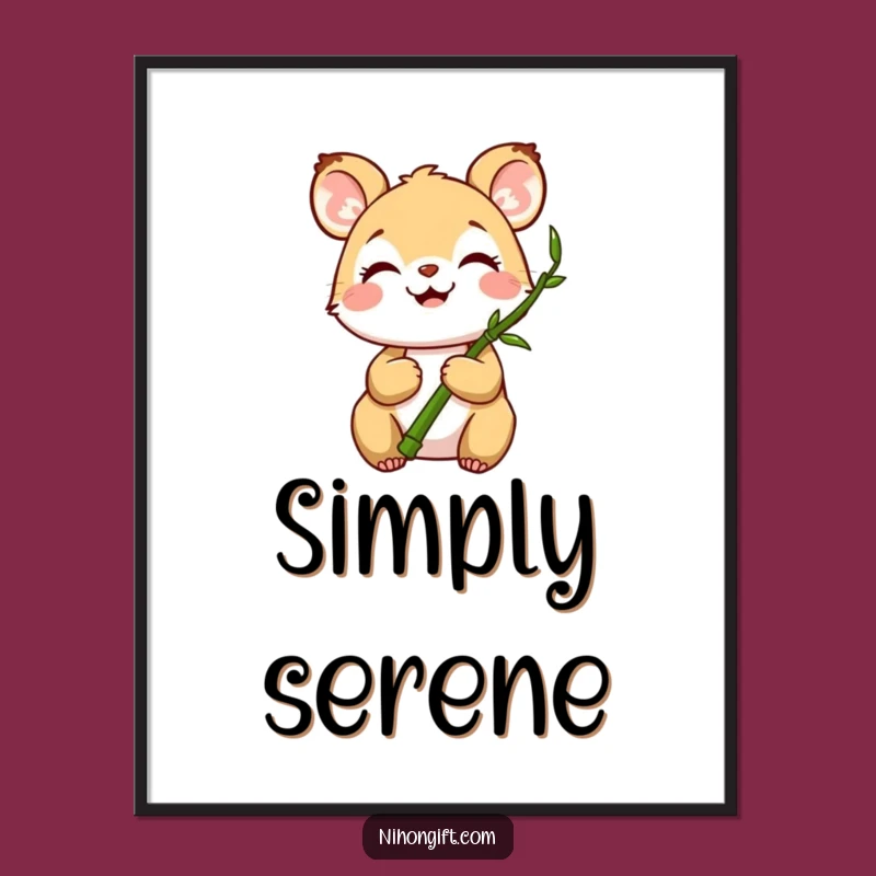 Funny Joyful Animal Bamboo Poster - Serene Wall Art Gift