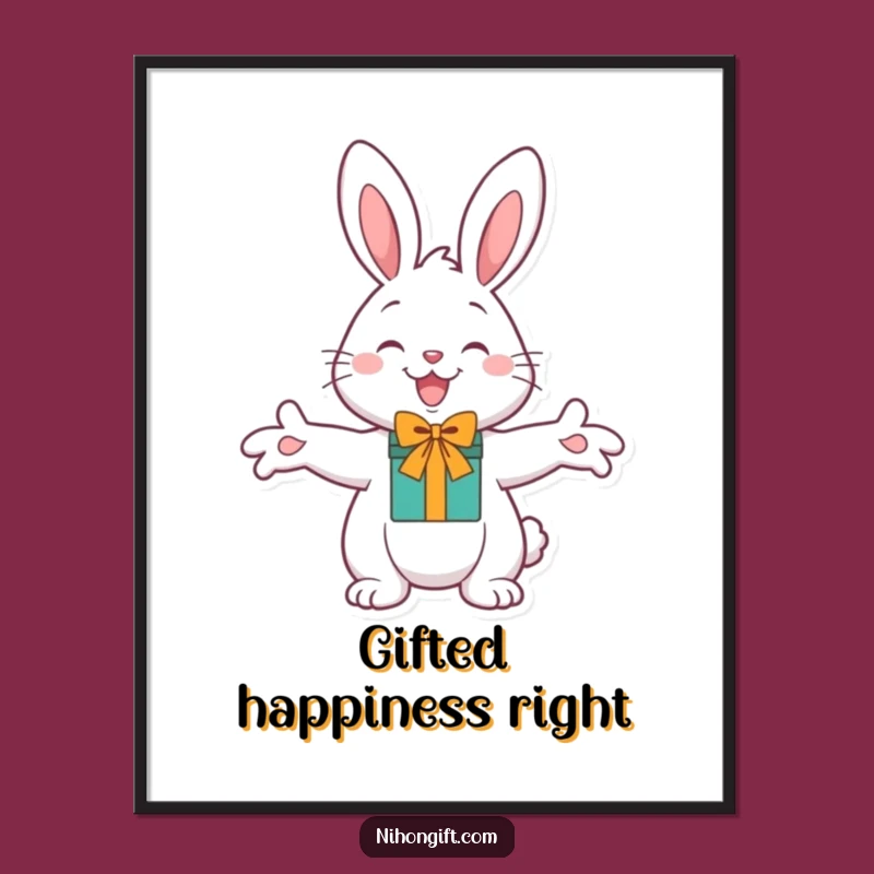 Funny Cheerful Bunny Gift Poster: Brighten Walls with Humorous Generosity