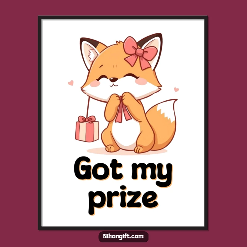 Funny Kawaii Fox Poster: Playful Art Print, Hilarious Home Decor Gift