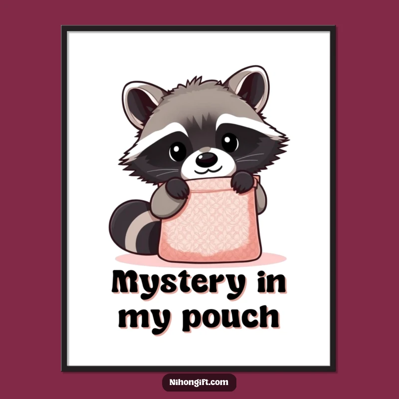 Funny Kawaii Raccoon Poster: Curious Art Print, Hilarious Home Decor Gift